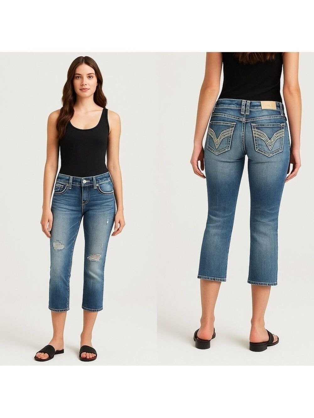 🔥 VIGOSS Chelsea Capri Jeans | Size 7/8 | Low-Rise Distressed Stunner! 🔥